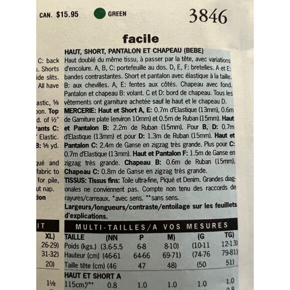 Butterick 3846 pattern toddlers top shorts pants hat sz L XL - Picture 6 of 7